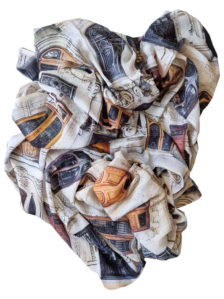 ETHNIC DOORS PRINT ECRU COTTON & MODAL SCARF for wholesale by Salisa Scarves