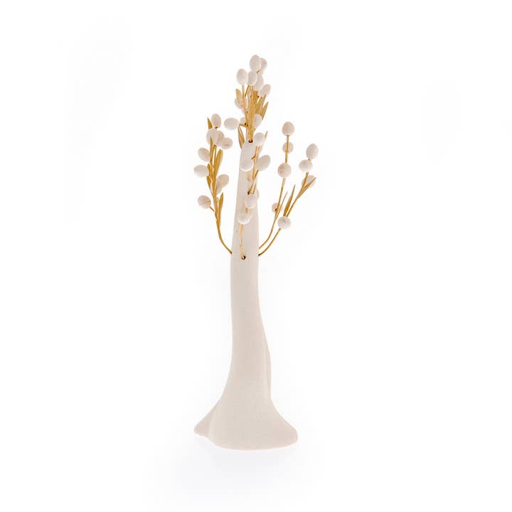 ARTIA LTD - Wholesale Decorative Tabletop Object - Olive Tree, Ceramic with Bronze Leaves, White (35cm)2
