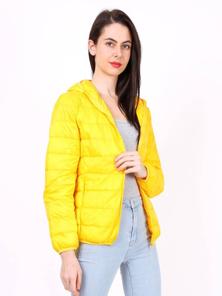 Jaqueta leve com capuz MACMAX LANA amarela por atacado de MACMAX