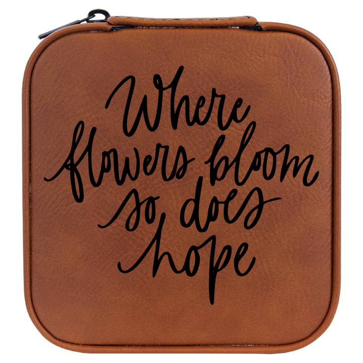 Where Flowers Bloom Travel Schmuckschatulle aus Kunstleder, Braun für den Großhandel von The Purple Chickadee