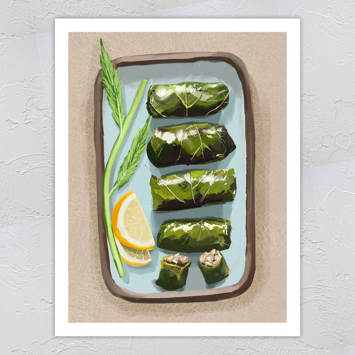 Grape Leaves Art Print | Warak Enab & Dolma for wholesale by Nada's Ink