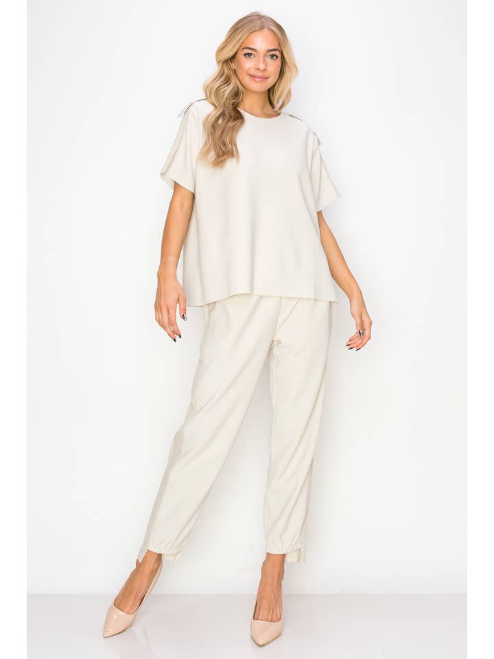 Joh Apparel - Venta al por mayor Jersey corto de punto - Mujer - Top de Crepé Elástico Kate Knit1