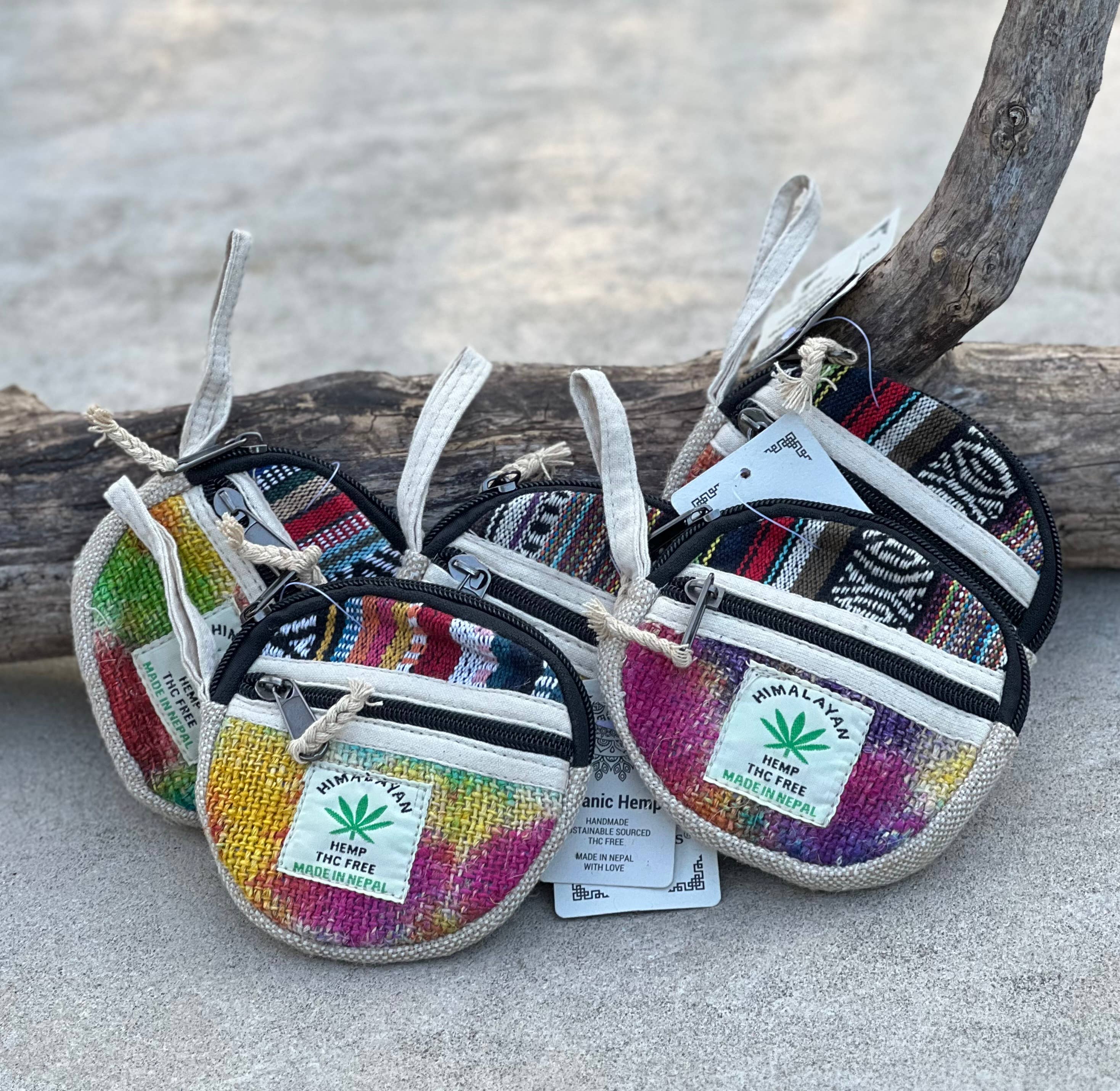 Lungta Imports – Engroshandel Møntpung - Dame – Hamp 2 lommer lynlås møntpung, tegnebog, makeuppose10