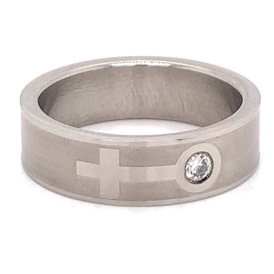 Female Venus Symbol CZ Stainless Steel Ring for wholesale by WJW