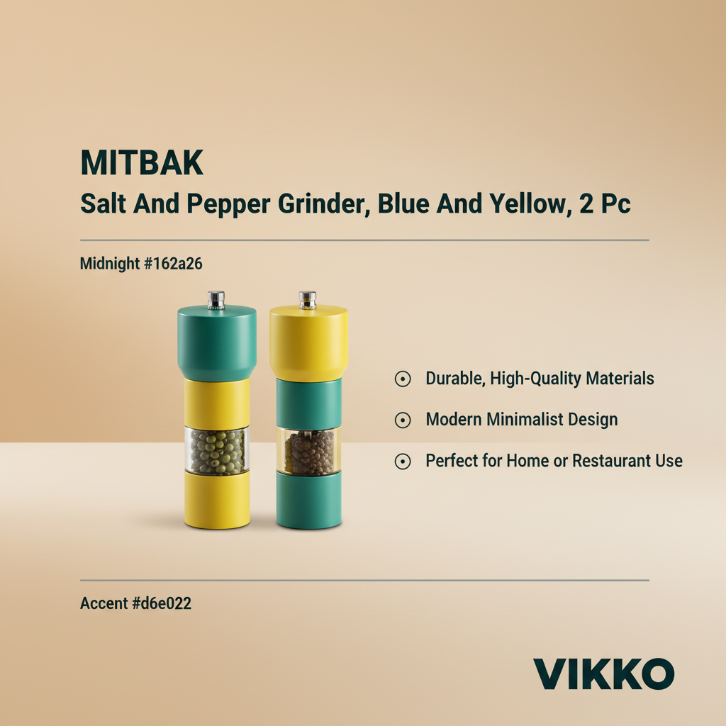 Kadra Kitchenware - Wholesale Salt & Pepper Shaker Set - Mitbak - Salt And Pepper Grinder, Blue And Yellow, 2 Pc3