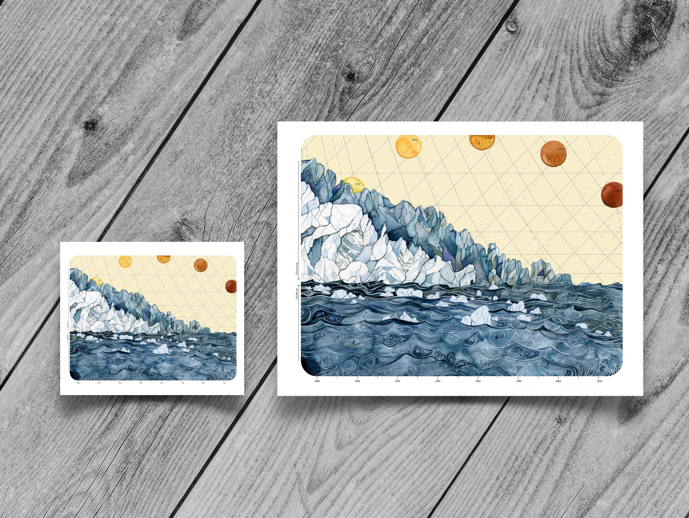Jill Pelto Art - Wholesale Art Print - Glaciers, Oceans, and Suns Art Print0