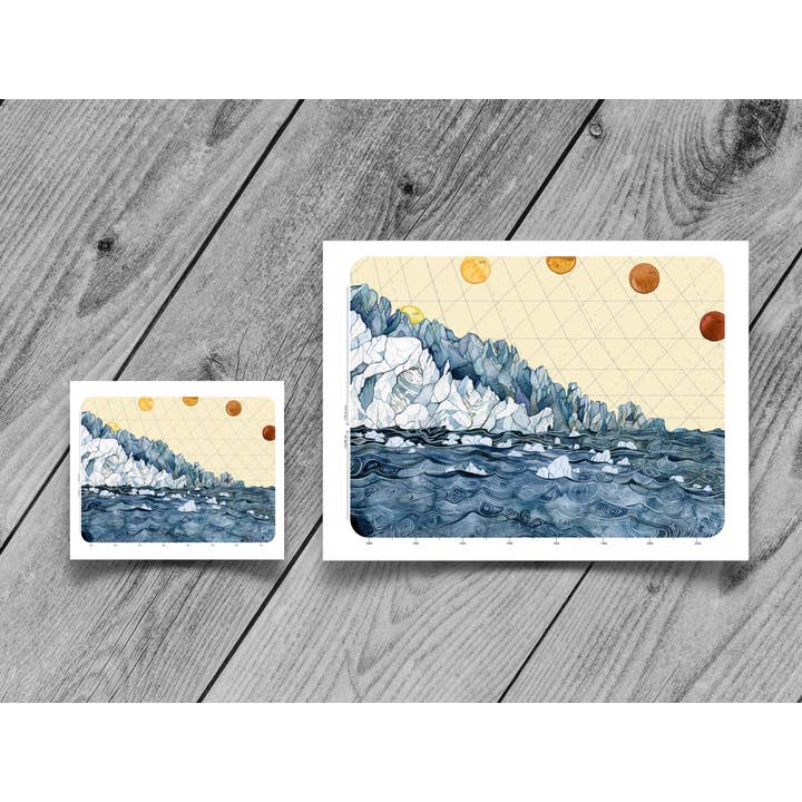 Jill Pelto Art - Wholesale Art Print - Glaciers, Oceans, and Suns Art Print