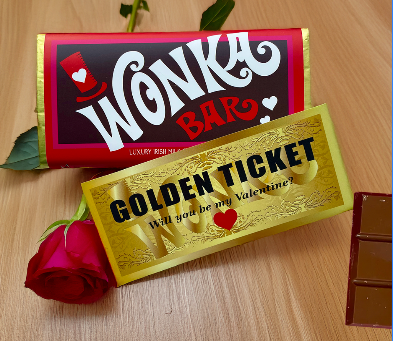 Sweet Living Kilkenny - Wholesale Chocolate Bar -  "Will you be my Valentine" -Golden Ticket Wonka Bar3