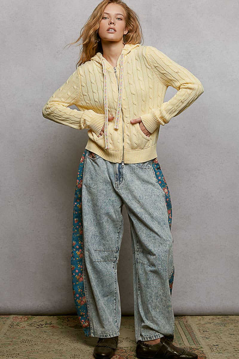 Pol Clothing - Wholesale Hoodie - Women's - Full Sleeve Solid Acrylic Sweater Hoodie Zip Up Knit Top42