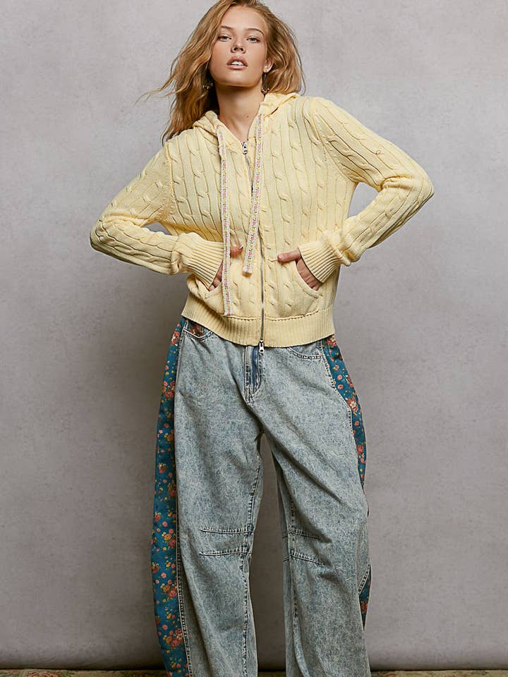 Pol Clothing - Wholesale Hoodie - Women's - Full Sleeve Solid Acrylic Sweater Hoodie Zip Up Knit Top42