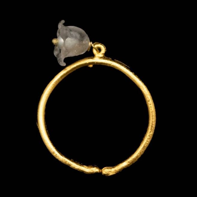 Lily of the Valley Single Pearl Adjustable Ring for wholesale by Michael Michaud