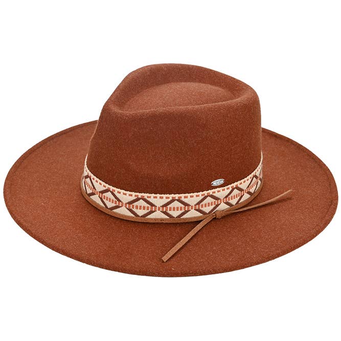 Hana - Wholesale Fedora - Women's - C.C Geometric Trim Band Vegan Felt Panama Hat