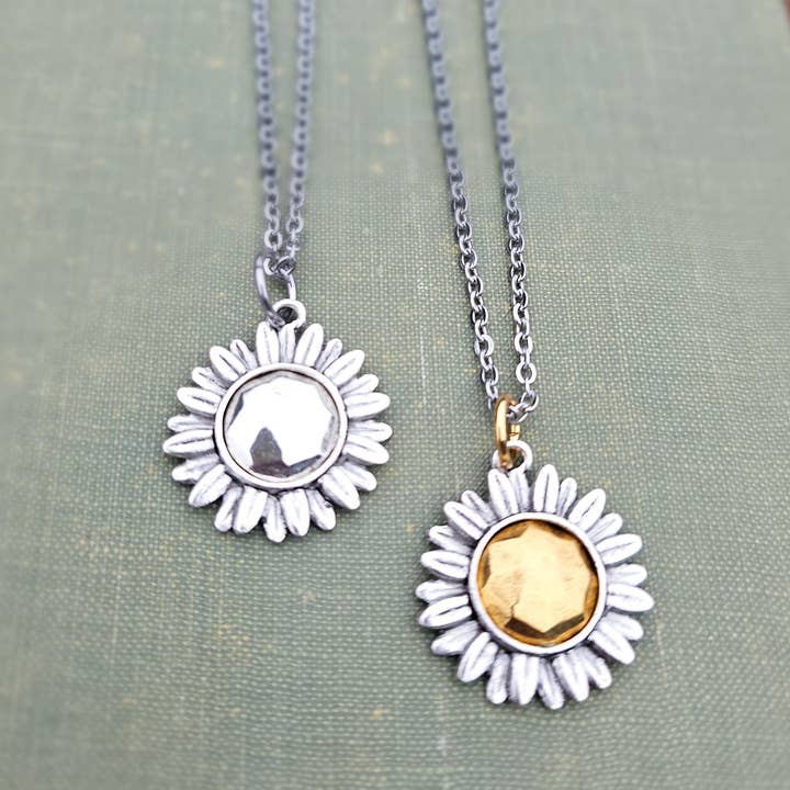 Aster Flower with Faceted Center || Necklace for wholesale by LITTLE BLUE BUS JEWELRY