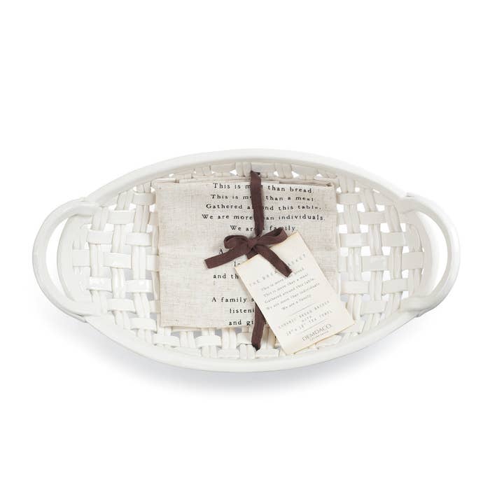 Ceramic Bread Basket with Towel for wholesale by DEMDACO