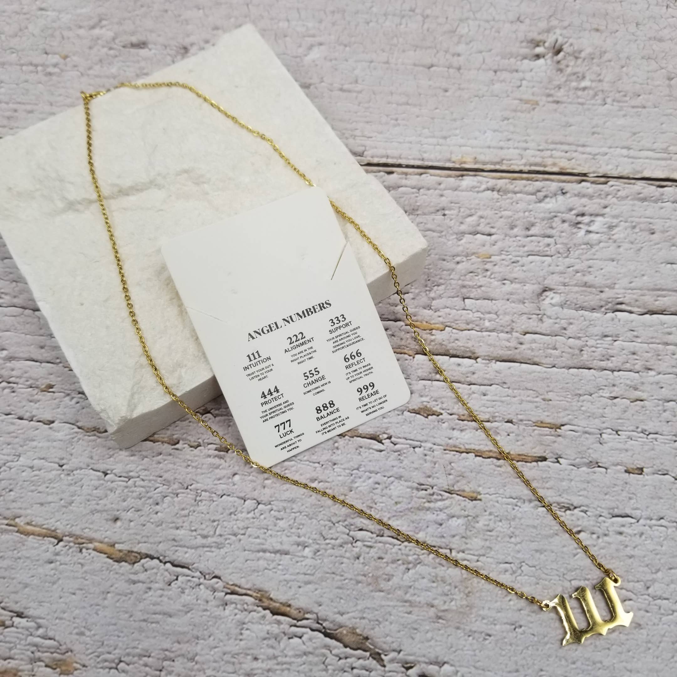 Treasure Wholesale - Vendita all'ingrosso Collana con ciondolo/pendaglio - Collana con numero a forma di angelo, oro e argento1