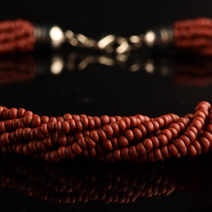 Mazzega Art & Design - Wholesale Beaded/Pearl Necklace - Murano Torchon Mat Necklace, 9 strands of intertwined rare satin pastel vintage 1980s seed beads (approximately 50 cm in length), hypoallergenic clasp.5