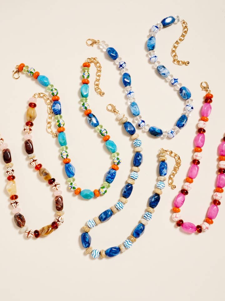 17 In Marbled Pattern Ceramic Bead Chain Necklace for wholesale by Designature New York