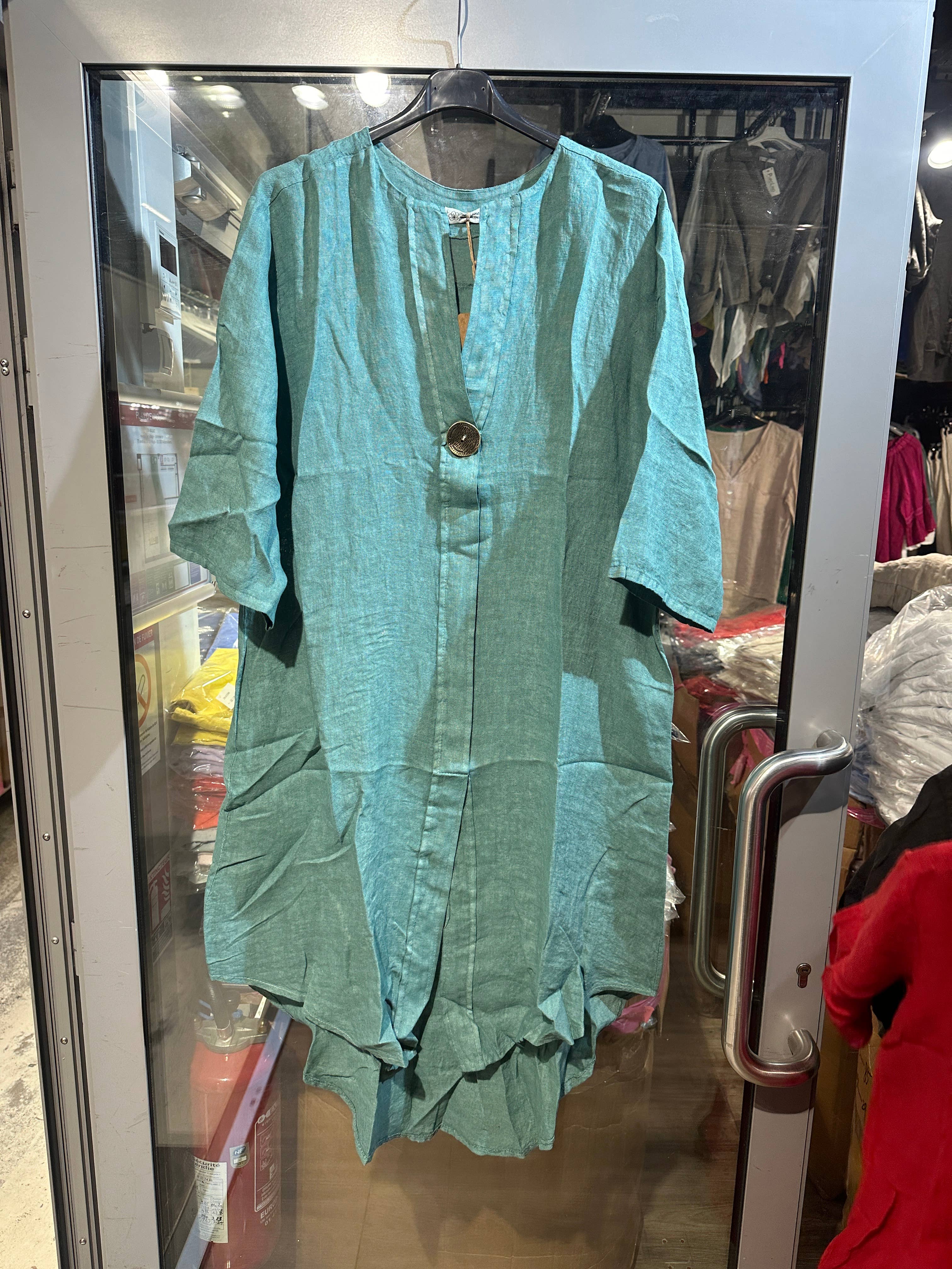 LÉA & LUC - Vente Robe – femme - Robes en 100% Lin avec un bouton REF. 554732