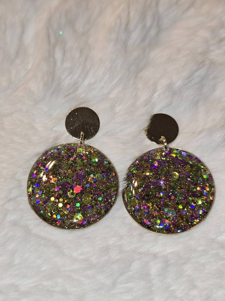 Boucles d'oreilles paillettes Mardi Gras Bijoux de la Nouvelle-Orléans Cadeau #2 pour la vente par BabyGirl Creations