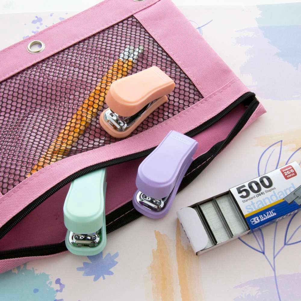 Luna Office Supply -  Everyday Essential - Wholesale Stapler - Mini Pastel Color Stapler Standard (26/6) w/ 500 Ct. Staples6