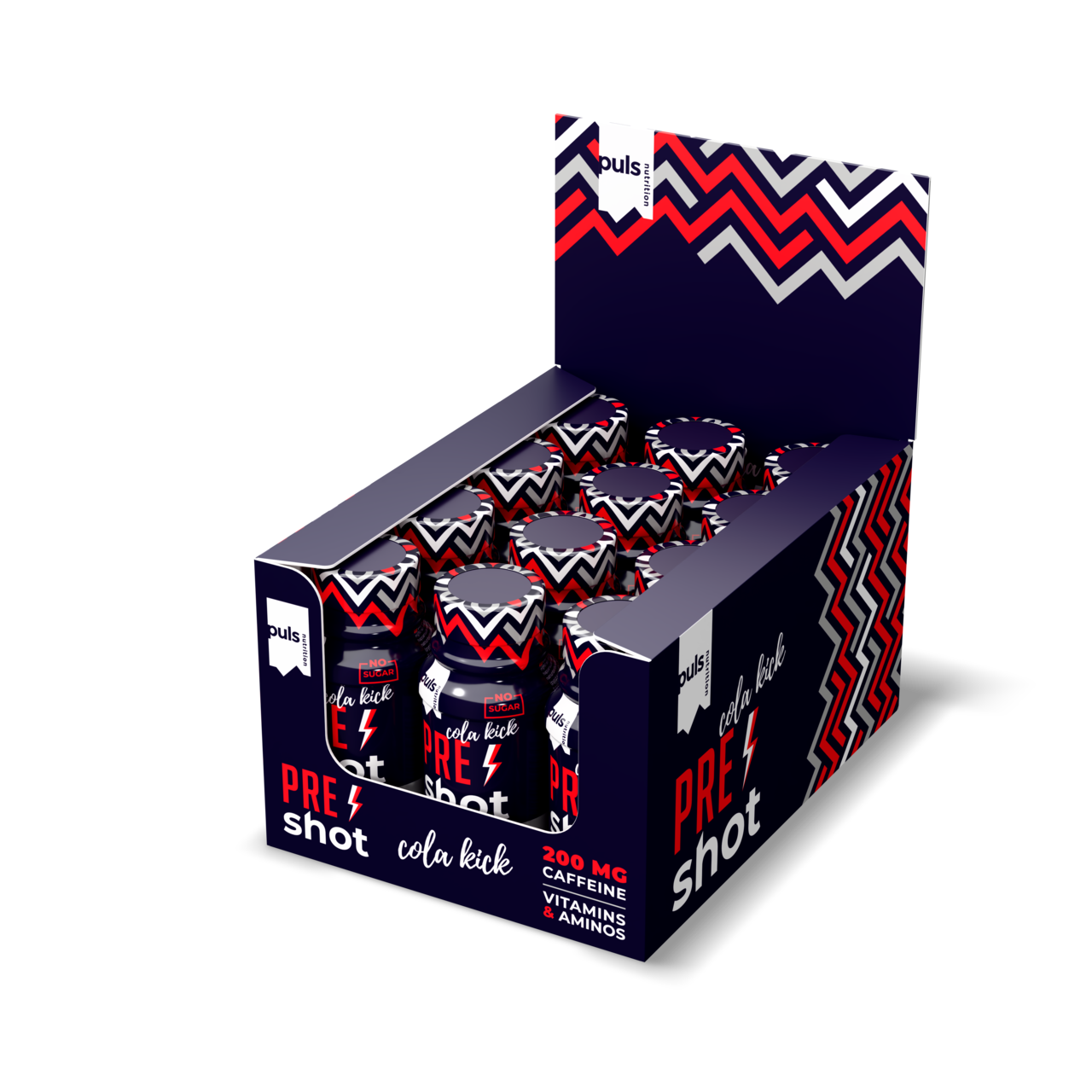 Puls Nutrition – Engroshandel Sports-/energidrik – PRE-WORKOUT SHOT Cola kick 60 ml1