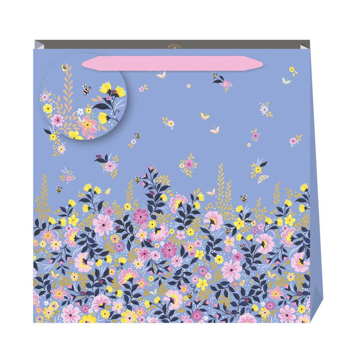 Saco de Presente Grande Quadrado Sara Miller Flores Azul Lilás por atacado de Penny Kennedy Ltd