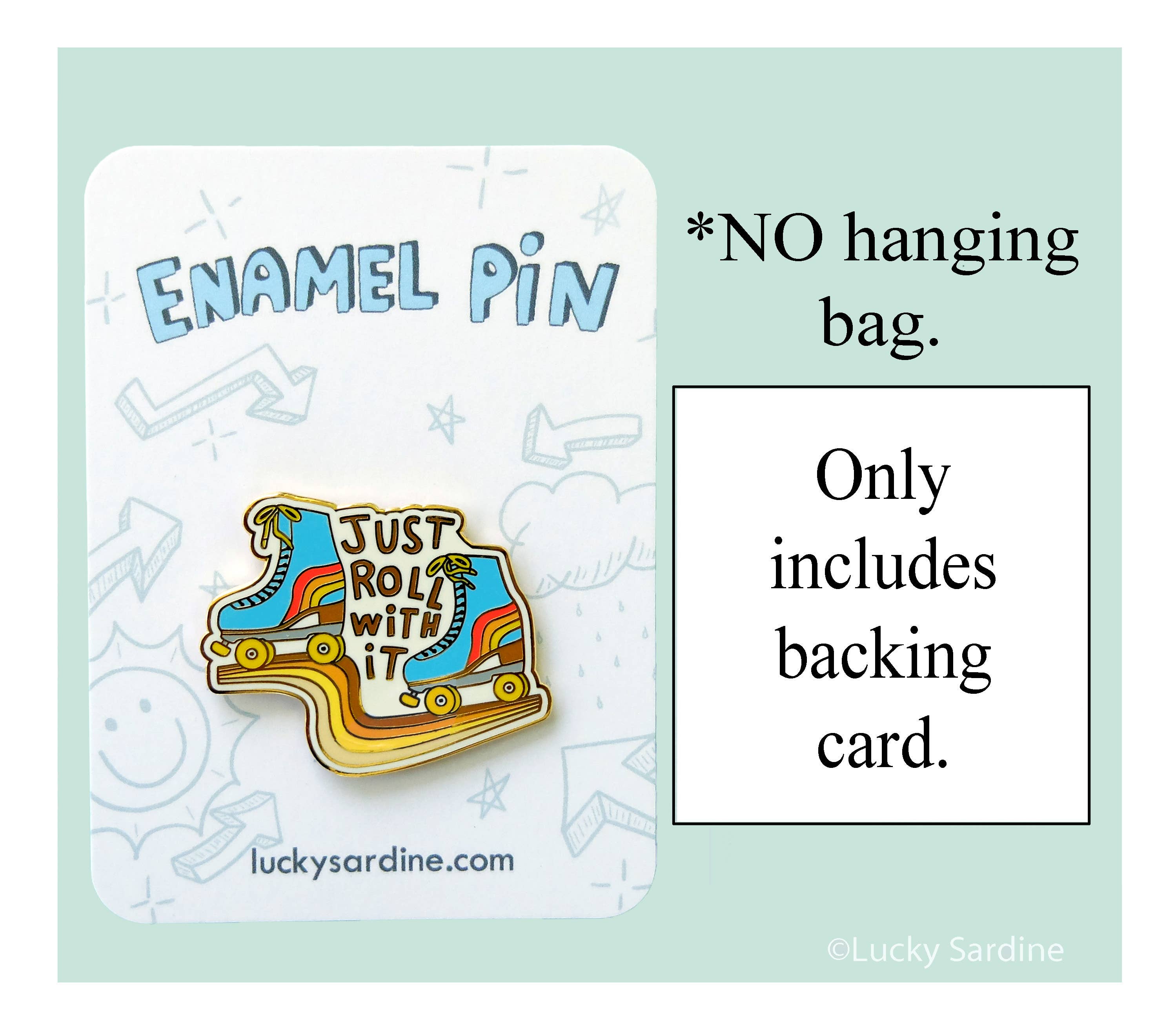 Lucky Sardine - Wholesale Lapel Pin/Button - Roller Skate, Roll With It, Retro 70s 80s Vintage Enamel Pin2