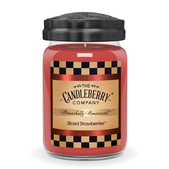 Sliced Strawberries™, Large Jar Candle for wholesale by The Candleberry Candle Company