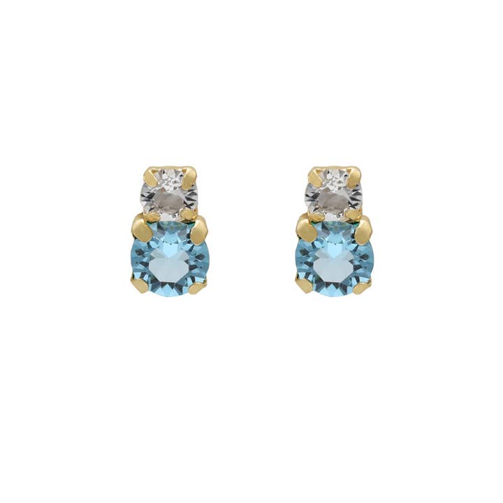 Short Jasmine crystal earrings in gold-plated silver for wholesale by Victoria Cruz