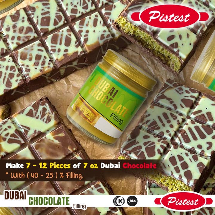 Pistest - Wholesale Chocolate bar - Pistest Dubai Pistachio Cream Chocolate Bar Filling 250g 8.82