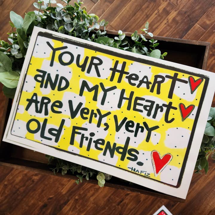 Insert Your Heart and My Heart pour plateau de service en acrylique pour la vente par Julie Abbott Art