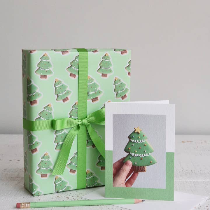 Afternoon Crumbs – wholesale Christmas card – Christmas Tree Biscuit Photo Card1