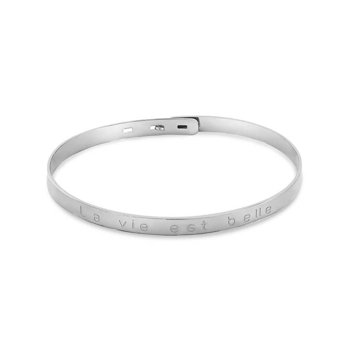 Jonc argent 925 La vie est belle pour la vente par Enomis