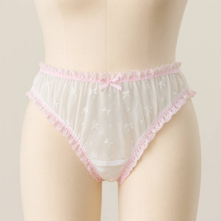 Milanblocks LLC - Wholesale Underwear - Women's - Milanblocks Sheer Lace Ruffle Panties – Bow Embroidery9