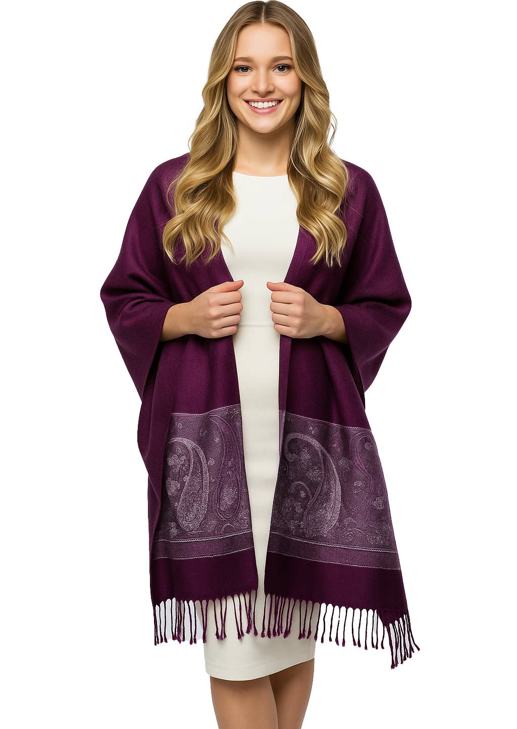 SERENITA - Wholesale Scarf - Women's - Lurex Section Metallic Paisley Pashmina Shawl Wrap Scarf9