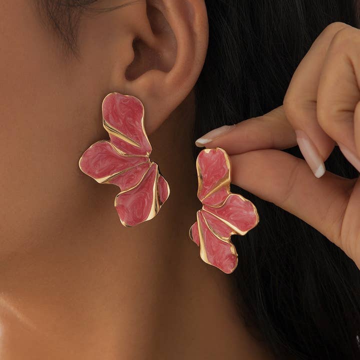 ACCITY - Wholesale Dangle Earrings - SWEET GRADIENT OIL DROP FLOWER ALLOY EARRINGS_CWMM3198