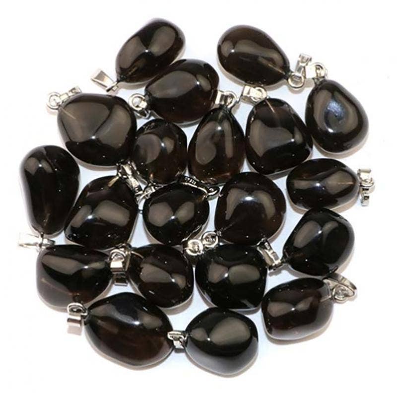 La Boîte à Cailloux - Wholesale Individual Charm/Pendant - Apache tear obsidian pendant Mexico A tumbled stone 925 silver loop1