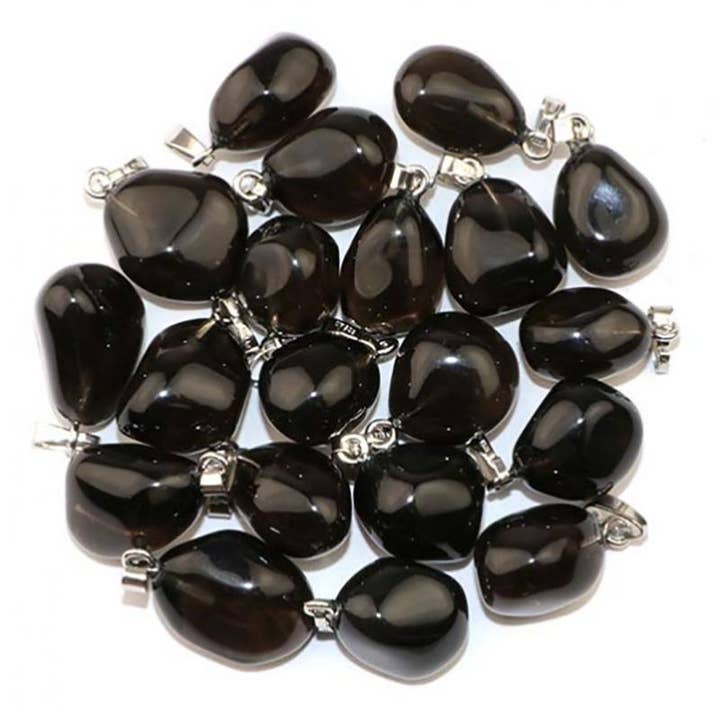 La Boîte à Cailloux - Wholesale Individual Charm/Pendant - Apache tear obsidian pendant Mexico A tumbled stone 925 silver loop1