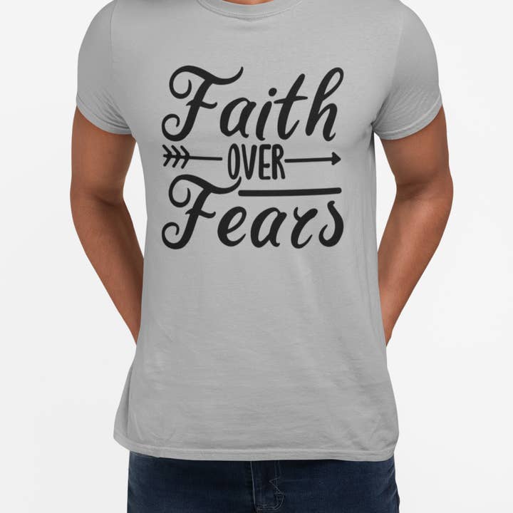 FAITH OVER FEAS - T-shirt chrétien 100 % coton T-shirt unisexe pour la vente par VILNO Apparel