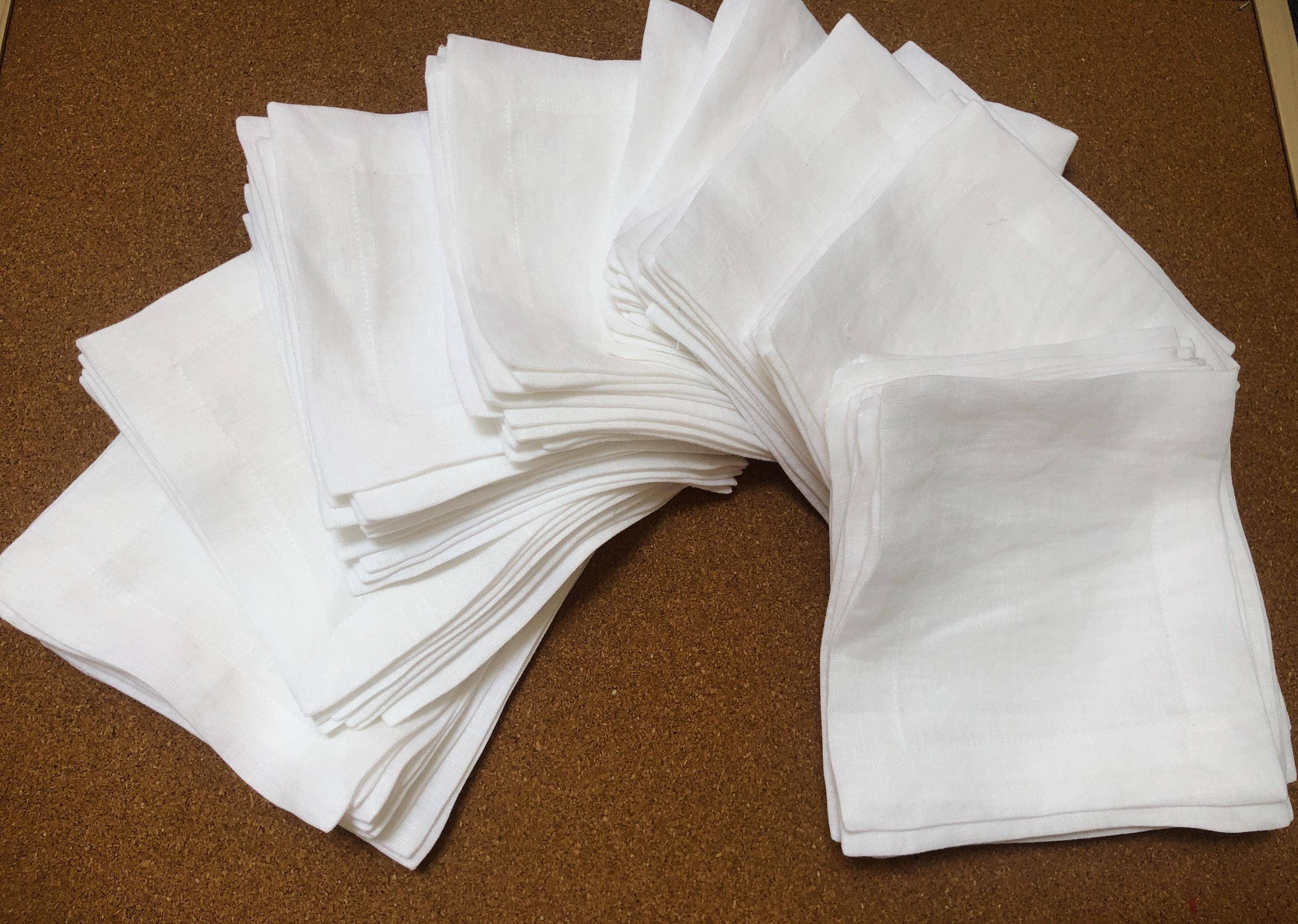 Belle Linen - Wholesale Dinner & Cloth Napkin - 100% Premium Classic White Linen Cocktail Napkins7