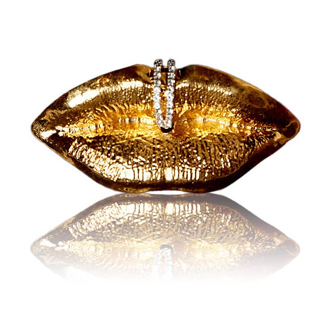 Lips Bejeweled Lapel Pin for wholesale by MORDEKAI