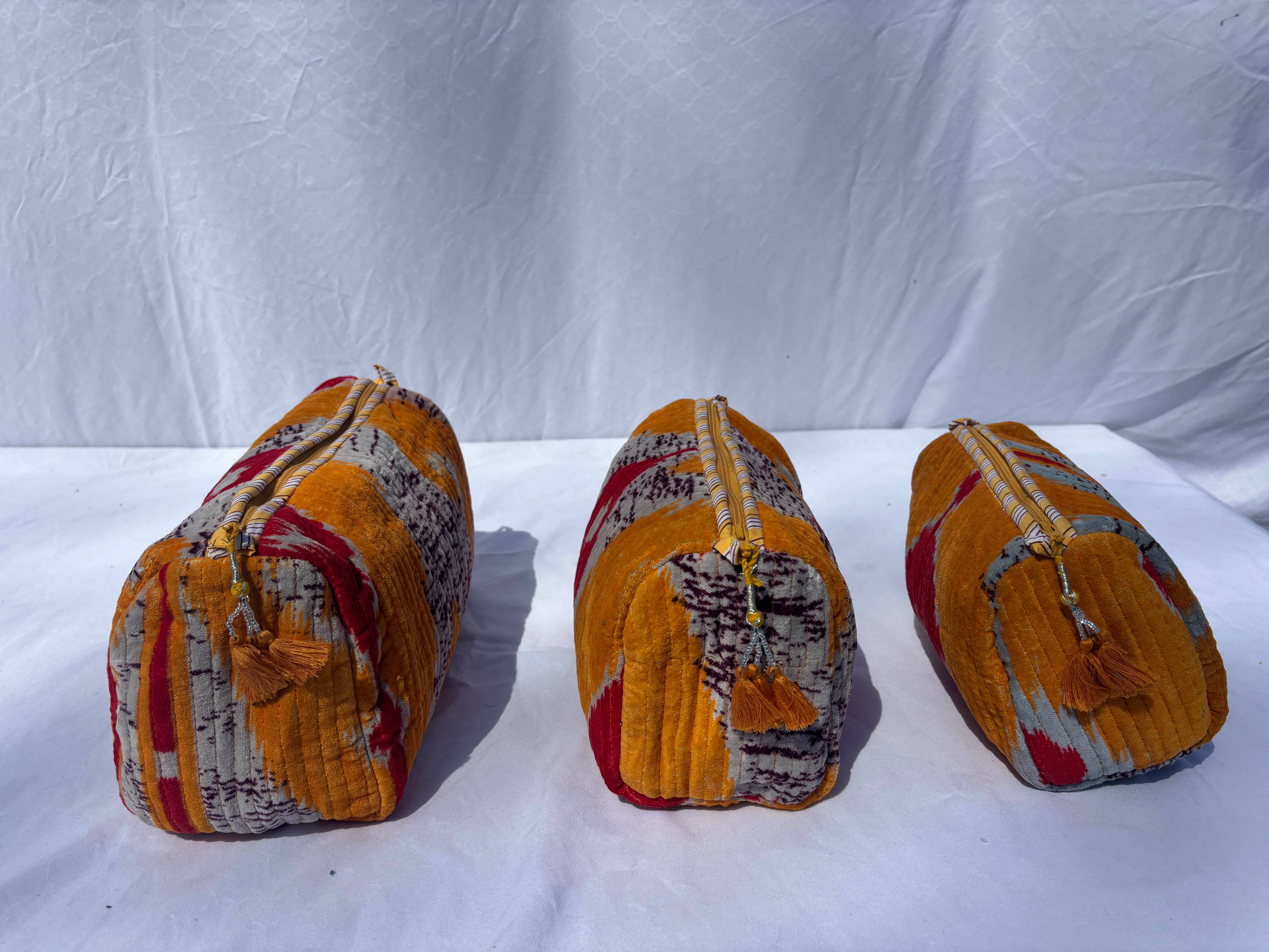 Tibet Handicrafts LLC - Wholesale Travel Set - Orange Vibes Velvet 3 Piece Travel Set8