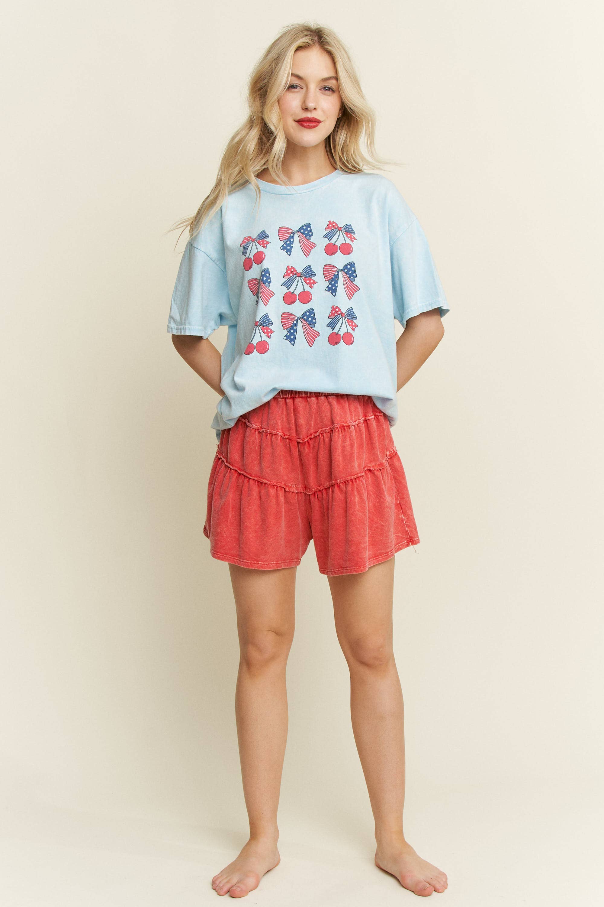 J.Her - Wholesale Shorts - Women's - MineralWashed Ruffle mini shorts HP585015