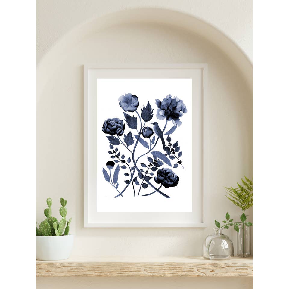 Jen Ray Studio - Wholesale Art Print - Indigo Botanical Watercolor Giclee Fine Art Print3