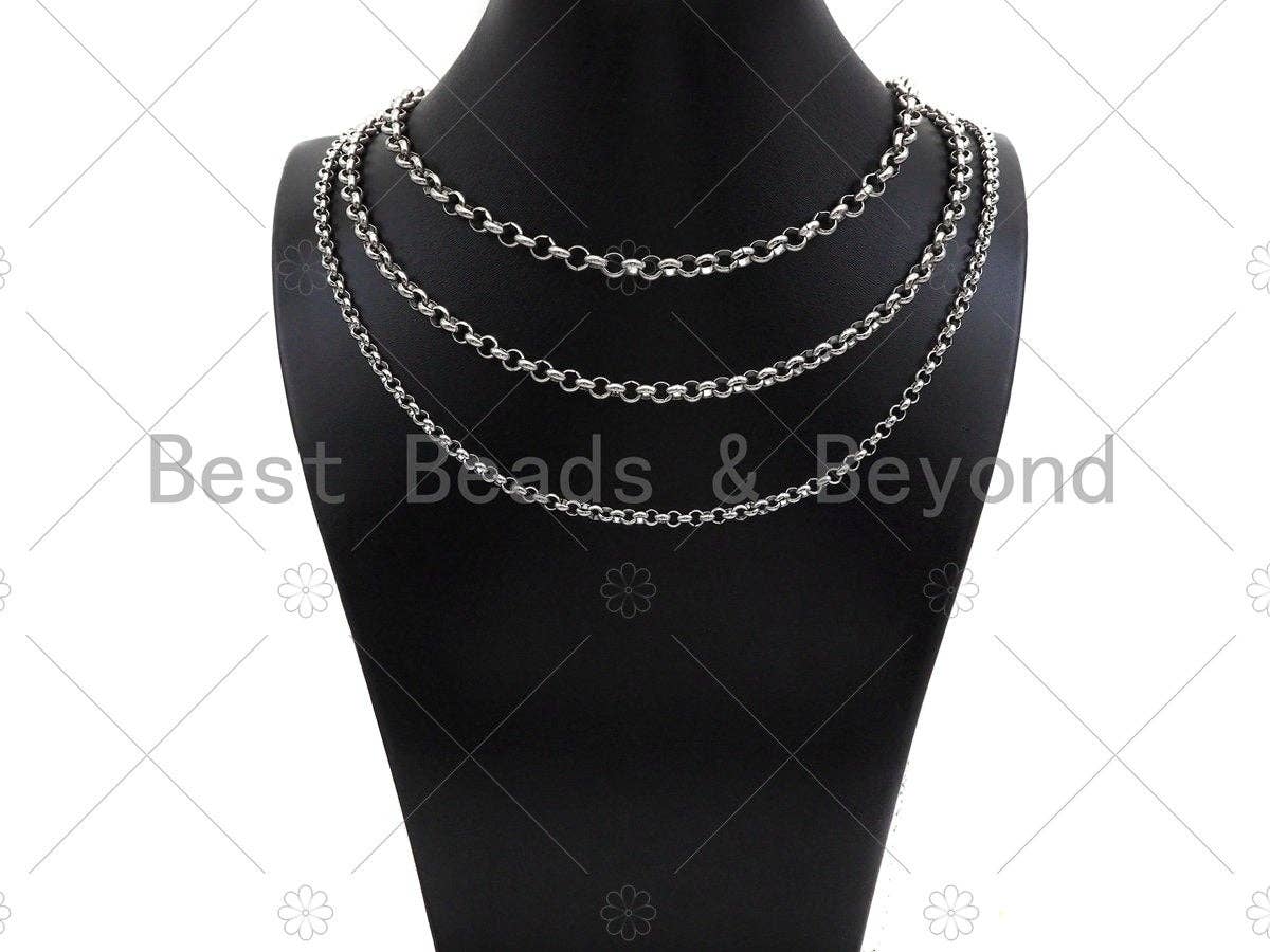 BestBeads&Beyond – Großhandel Bastelzubehör – Hochwertige Rollkette aus Edelstahl, 4 mm/5 mm/6 mm, von Yard,2