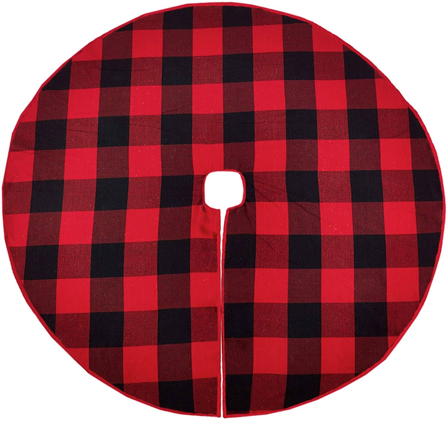 Fennco Styles - Wholesale Tree Skirt - Buffalo Check Red-Black Cotton 53" Christmas Tree Skirt1