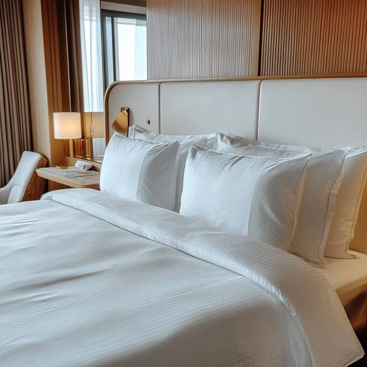 Luxury Microfiber Tone on Tone White Sheet Sets for wholesale by Still Water Linens