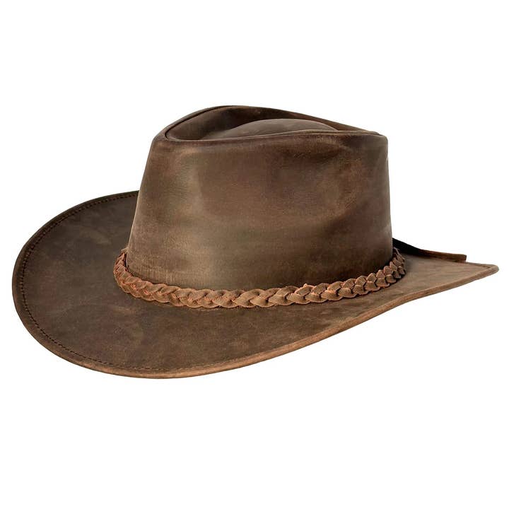 Brown Maverik Leather Hat for wholesale on Faire