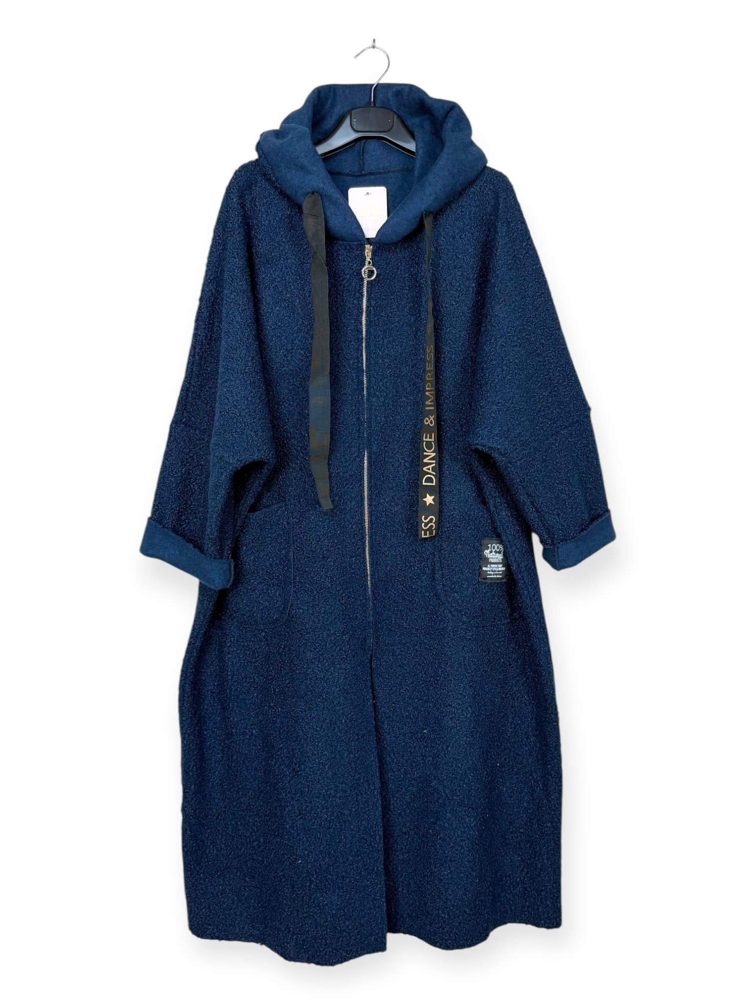 Lucky Nana - Wholesale Coat - Women's - AH 22158 - Long Coat in Bouclé Fabric6