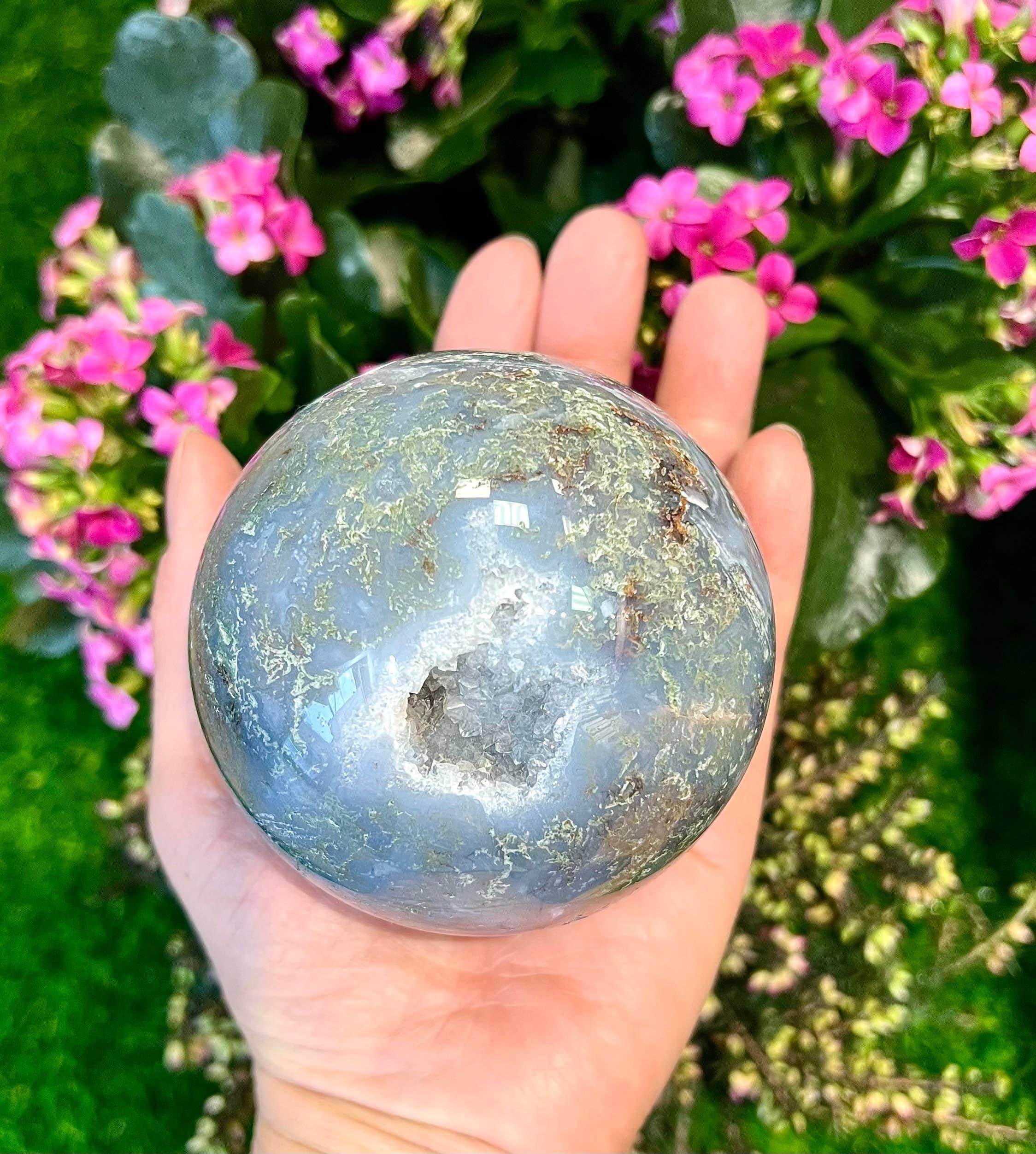 KayleeNYC - Venta al por mayor Piedras/cristales espirituales - Lote al por mayor de 4-5 piezas de esfera de ágata de musgo natural de 5,9 a 6 libras6